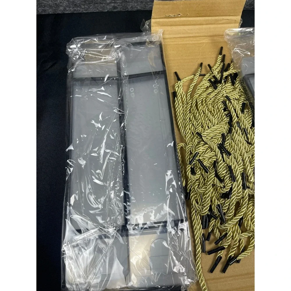 Clear Plastic Gift Boxes with‎ Gold Rope Handles Black Frame Set